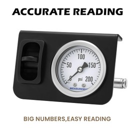 MEASUREMAN in-Cab Single Air Gauge Control Kit with Paddle Switch for Air Suspension System, Precision Pressure Monitoring 0-200psi