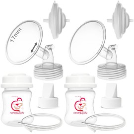Nenesupply 17mm Pump Parts Compatible with Spectra S2 S1 9 Plus Breast Pump Replace Spectra Pump Parts and S2 Accessories Incl 17mm Flange Duckbill Valve Tubing Backflow Protector Bottle