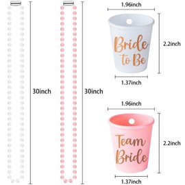 12 Pcs Hen Party Shot Glasses, Fun and Durable Pink Plastic Beaded Necklace Shot Glasses, Perfect for Bachelorette Parties, Bridal Showers, and Girls' Nights Out