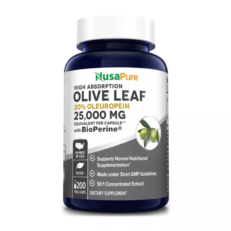 NusaPure Olive Leaf Extract (Non-GMO) 25,000mg - 20% Oleuropein -