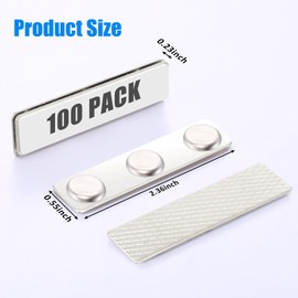 Chinco 100 Sets Magnetic Name Tags Name Tag Magnet Adhesive Badge Metal Pin Magnetic Back Silver Nametag Fasteners for Trade Shows Shirts(3 Neodymium Magnets)