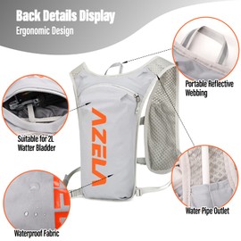 Sahunfri Running Hydration Vest with Reflective Design, Lightweight Running Backpack with Adjust Chest Straps, Functional Running Vest Women Men for Outdoor Climbing Hiking Cycling Biking (Grey)