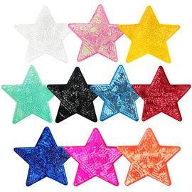 10Pcs Sequin Star Iron on Patches Shiny Stars Patches Embroidery Sequin Patches for Clothes Hats Backpacks Costume