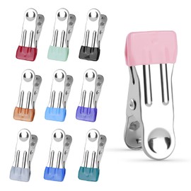 OSDUE Pack of 20 Clothes Pegs, Stainless Steel, Beach Towel Clips, Towel Clips, Towel Clips for Towel, Clothes, Socks, Food Sealing, Photos (Multi-Colour)
