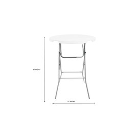 PRO&Family 32 inches Round Plastic Folding Portable Table, White, High Top Table Bar Height for Events