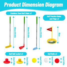Kids Golf Clubs Set - Toddler Golf Set for Boys&Girls Ages 3 4 5, Golf Toddler Games Set with 3 Golf Cubs, Golf Clubs Outdoor Toys for Training/School/Family