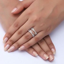 SAVEARTH DIAMONDS 0.80 Carat Round Cut Lab Created Moissanite Diamond Double Infinity Wedding Ring Guard Enhancer In 14K Yellow Gold Over Sterling Silver (G-H Color, 0.80 Cttw) Ring Size -6.5