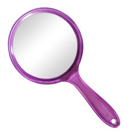 TOPYHL Makeup Hand Mirror, Double-Sided 3X 1x Magnifying Large Travel Handheld Mirror Cosmetic Mirror Acrylic Clear Finish Round Mirror (Purple)