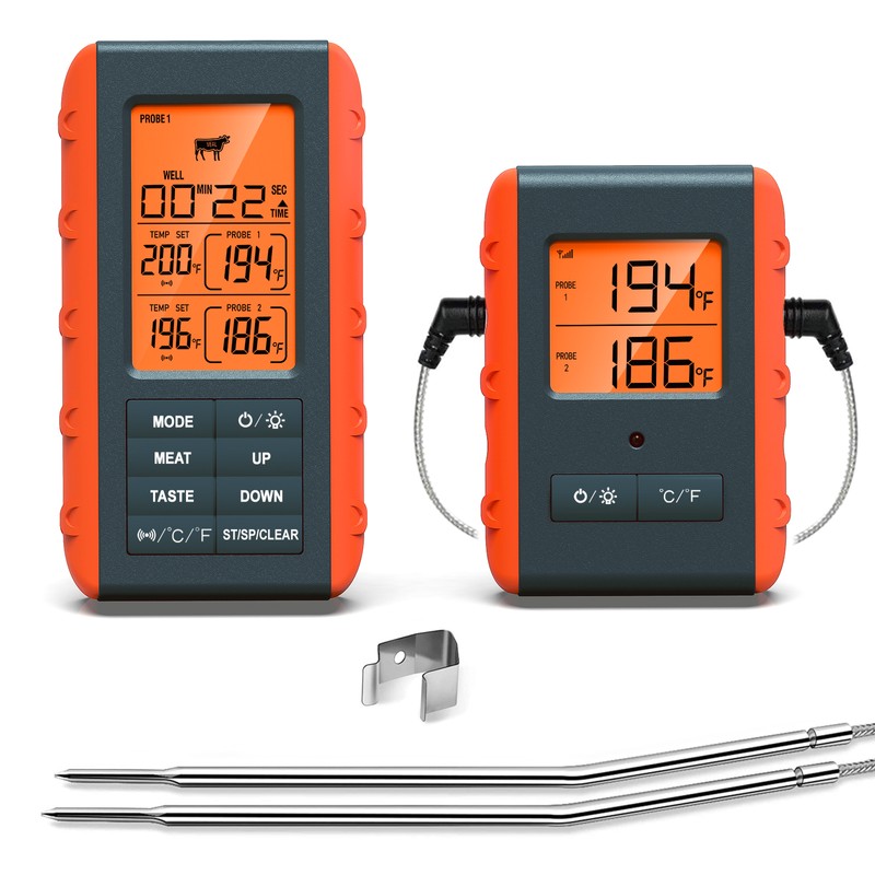 Wireless Meat Thermometer with 2 Propes for Grilling Kitchen Food
