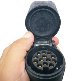 CARROFIX American RV Style 7-Way Connector to European 13-Pin Plug - US Vehicle 7-Way Blade to EU 13-Pin Round Trailer Light Converter