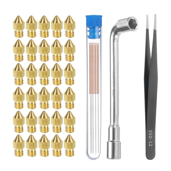 uxcell 3D Nozzles Kit, 30pcs 3D Printer Brass Nozzles 1mm,