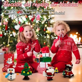 Bloques de construcción de Navidad,4 en1 Kit Bloques de Construcción de Plástico,Santa/Reno /Oso/Muñeco de Nieve Bloques de Ladrillos Set Decoraciones de Navidad y Juguete para Niños,Navidad Regalos