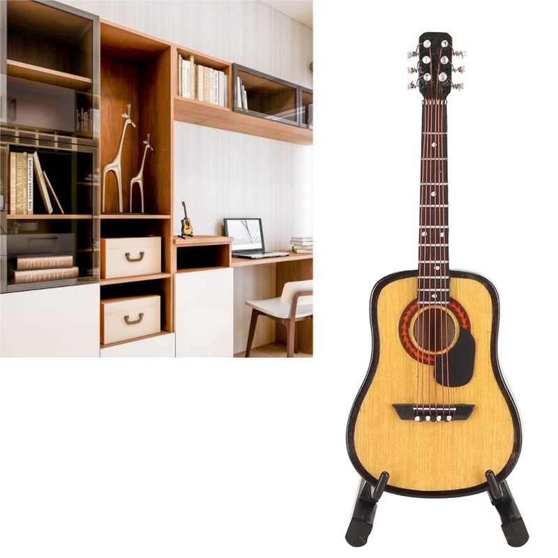 Miniature Wooden Guitar Model Exquisite Realistic Mini Musical Ornaments with