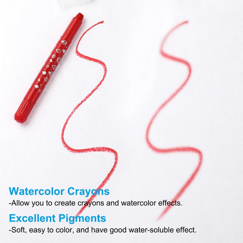 PATIKIL Watercolor Gel Crayon, 12Pcs Washable Twist Crayons for Coloring,
