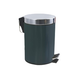 MSV Cosmetic Dark Green Pedal Bin 3 litres with Removable Inner Bucket, Stainless Steel, Vert Foncé