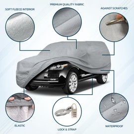 Seal Skin Covers Multi Layers PEVA SUV Cover Waterproof Rainproof Snowproof UV Protection All-Weather Outdoor Cover for Automobiles, Universal Fit for SUV (201" - 214")