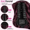RONTAYA Ponytail Extension, 18 Inch Ombre Burgundy Red Ponytail Extension