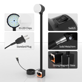 Led Magnetic Work Light 300mm Flexible Gooseneck lamp 500 Lumens 120 Volt for Sewing Machine Lathe Milling Drill Press Industrial Lighting