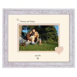 Mummy & Daddy Photo Frame Mummy & Daddy and Me 6x4 Double Mounted 752F Quality Gift (Shabby Chic Frame Cream Mount Beige Inside)