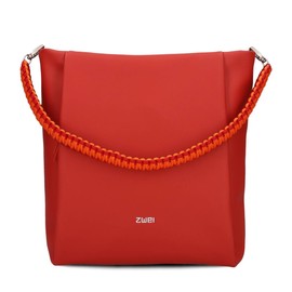 Damen Shopper Yuna YU120 elegante Schultertasche 7 Liter geflochtener Schultergurt, hochwertiges Kunstleder inkl. langem Schultergurt als Umhängetasche zu tragen + Schlüsselband (red)