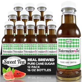 Iced Tea Watermelon, Real Brewed, Pure Cane Sugar, Caffeinated All Natural, No Artificial Flavors by Southern Sweet Tea Company 12PK