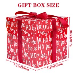 Jaywayang 5 Pack Red Christmas Gift Boxes with Lids, Ribbons and Tissue Papers Square Gift Boxes - 7.1 Inch - Presents Wrapping Christmas Gift Holiday New Year Party Favor Boxes.