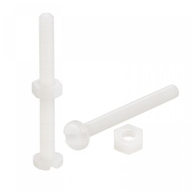 sourcing map 20 Pairs Nylon Screw Nut Set M4 x 40 mm Slotted Flat Head Screws & M4 Hex Nuts White