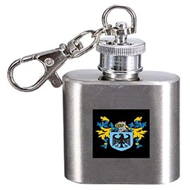 Widvile Family Crest Surname Coat of Arms 1oz Hip Flask Kerying Engraved