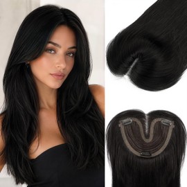Hair Toppers for Women, 5x6 Inch Large Base Clip In,24 Inch Black