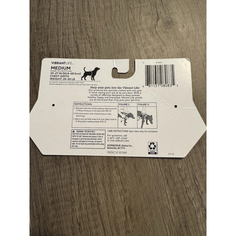 Vibrant Life Mesh Adjustable, Reflective Dog Harness, Black, Medium Paw