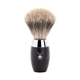 MÜHLE Kosmo Shaving Brush - Shaving Brush Made of Fine Badger Hair - Handle Made of Elegant Bog Oak and Metal Accents
