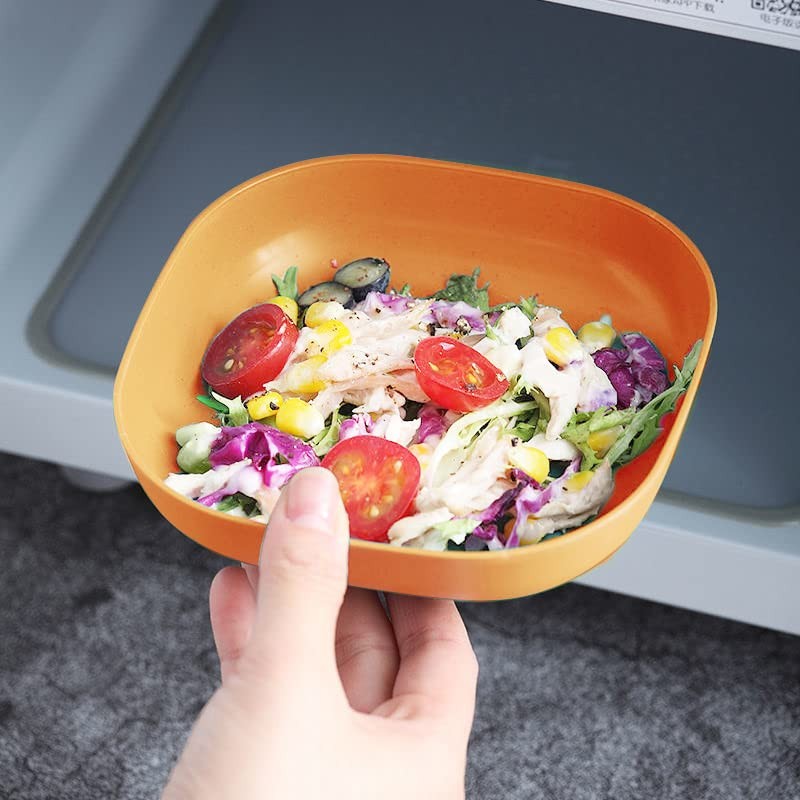 6 PCS 5.5inch/14cm Square Lightweight Plates, Deep Dinner Dishes, Camping