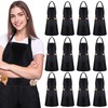 PIEMEET 12Pcs Bib Apron,Black Aprons Bluk,Bib Aprons with 2 Pocket,Kitchen