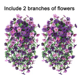 HyeFlora Artificial Flowers for Outdoors Decoration, 2Pcs Dark Purple and Purple Fake Hanging Flowers, UV & Fading Resistant, Faux Decor for Porch Patio Balcony Planter