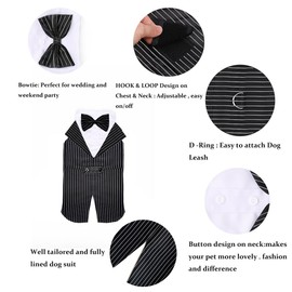 FUNPARTY Dog Tuxedo for Dogs Suit and Bandana Set Dogs Tuxedo Wedding Party Suit Dogs Tuxedo Costume(Small,Black Stripe)