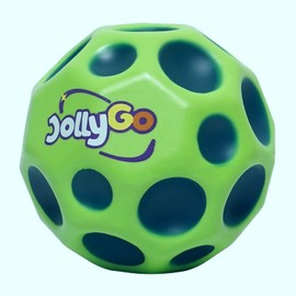 JollyGo Moonball, Jumpball, 9 cm, Large Moon Ball, A Popping Sound, High Jumping Rubber Ball, Spaceball, Big Bouncing Balls, Moonball, Gift for Children, XL, Easy to Grip, Original (Green)