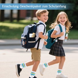 Tutukyle School Child Socks Cotton, School Child 2025 Girls, School Gift Set with School Child Keyring, Bracelet School Child, School Child, Wooden Ruler, blue