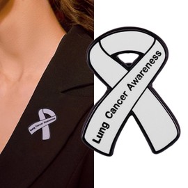 Montesy Ribbon Lung Cancers Awareness Enamel Pin Brooch Metal Badges Lapel Pins Brooches for Backpacks Jewelry Accessories