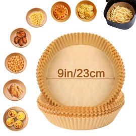 JOFONY Baking Paper for Hot Air Fryer, Pack of 100, Non-Stick Airfryer Baking Paper, Waterproof and Oilproof, Airfryer Paper, 23 cm Parchment Paper, Fits Most Brands, 10 L Hot Air Fryer