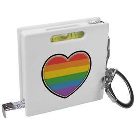 Azeeda 'Rainbow Heart' Keyring Tape Measure/Spirit Level Tool (KM00022142)