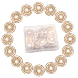 Youmeizer 16PCS Alloy Embellishment Buttons with Artificial Pearls and Rhinestones Set forDIY Handmade Crafts, Coat，Sewing Crafting, Replacement (Gold, 0.8"/20mm)