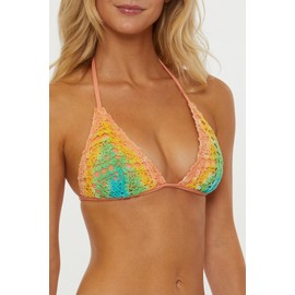 ISABELLA ROSE Women's Standard Harmony Crochet Triangle Bikini Top, Adjustable, Tie Back, Swimwear Separates, Multicolor, Medium