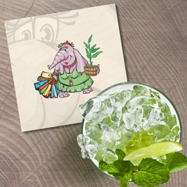 Unbranded Elephant Housewife Animal 4'' X 4'' Square Wooden Coaster