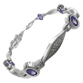 Ladies Sterling Silver Gemset 7" Bracelet Bangle