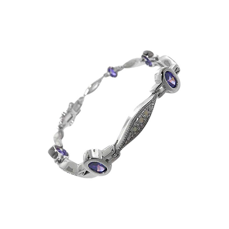 Ladies Sterling Silver Gemset 7" Bracelet Bangle
