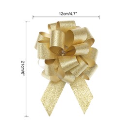 MECCANIXITY 20pcs 8" Glitter Car Large Pull Bow Gift Wrapping Bows for Christmas Flower Presents Birthday Wedding Car, Gold