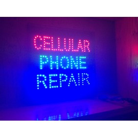 Bright Animated Motion ** Cellular Phone Repair** Led Sign Large 20"X20"