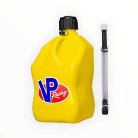 VP Racing 5.5 Gallon Plastic Utility Jug – Heavy-Duty Motorsport Storage Container | Durable, Leak-Proof & Ergonomic Design - USA Made:_Yellow w/ Deluxe Hose