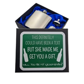 Groomsman Hip Flask Gift Box Set - Will You Be My Groomsman (hipbox-Groomsman)
