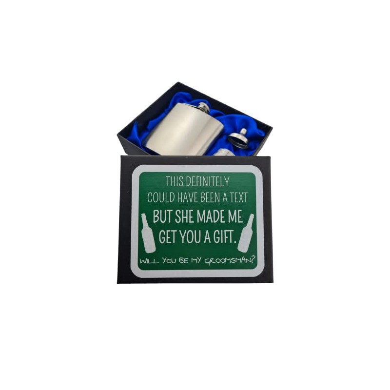Groomsman Hip Flask Gift Box Set - Will You Be